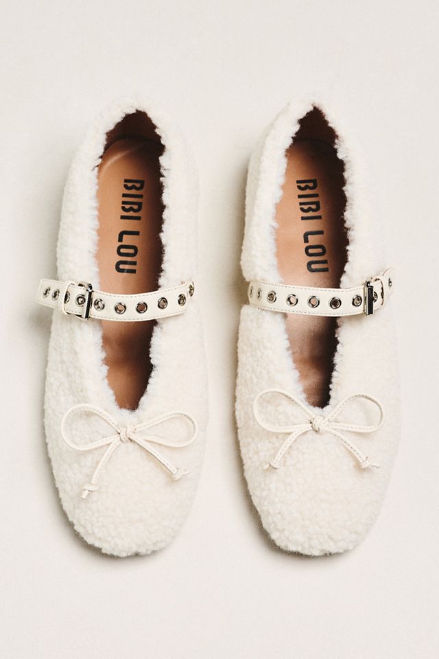 Bibi Lou Sherpa Fleece Moto Ballet Flats | Anthropologie