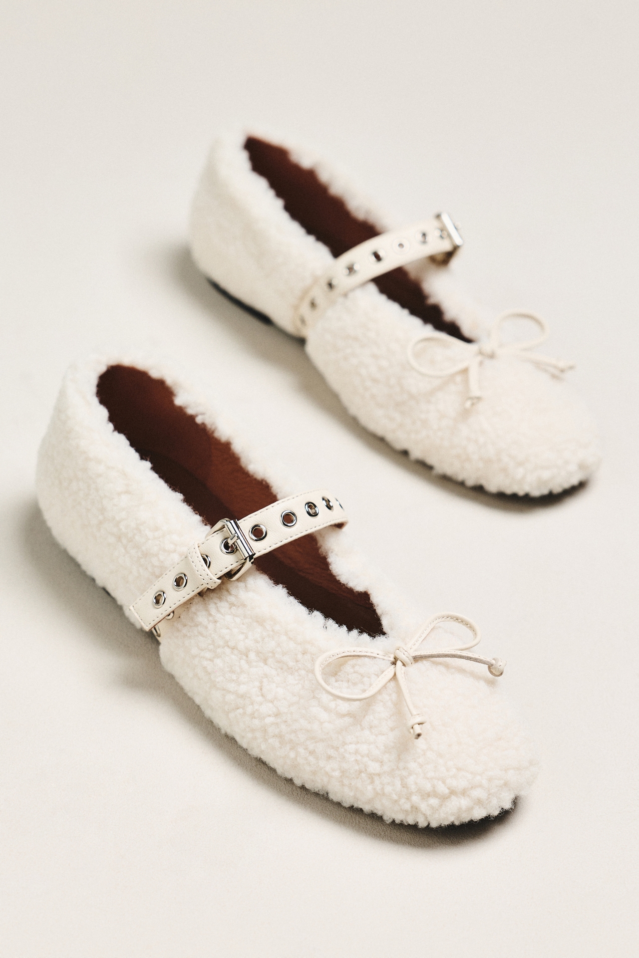 Bibi Lou Sherpa Fleece Moto Ballet Flats