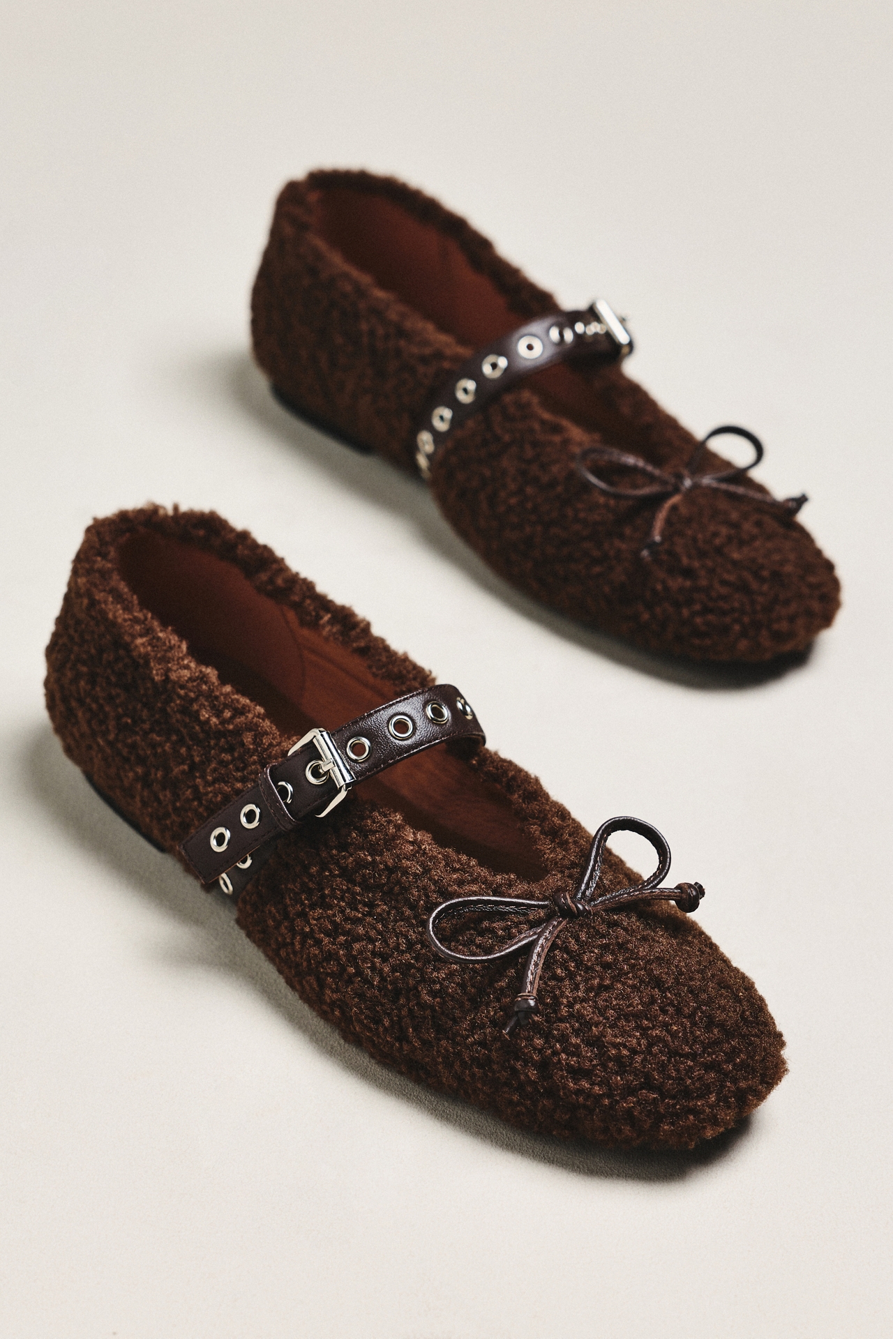 Bibi Lou Sherpa Fleece Moto Ballet Flats