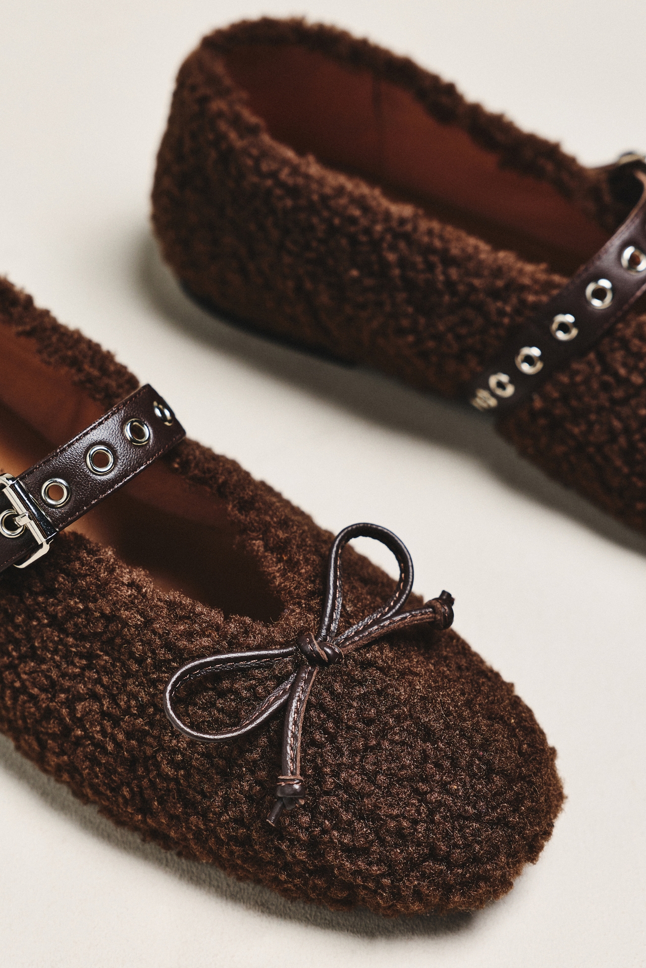 Bibi Lou Sherpa Fleece Moto Ballet Flats