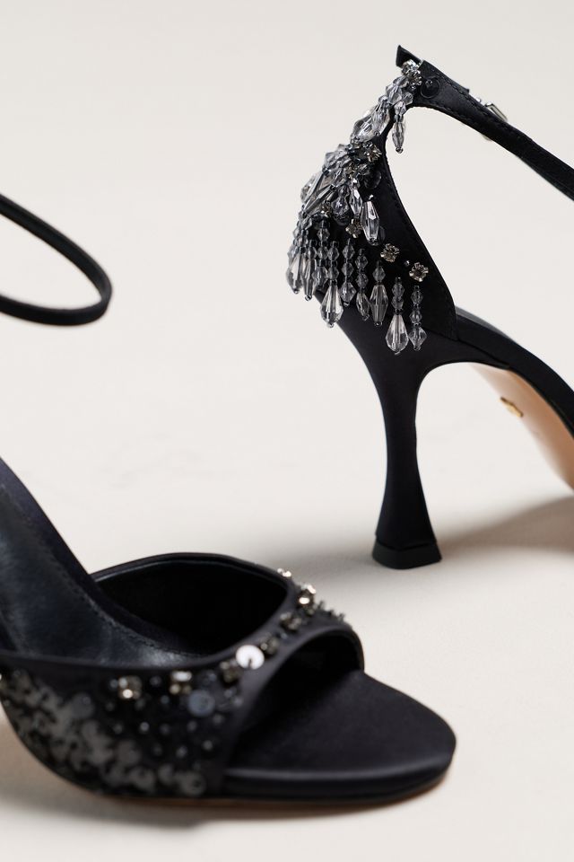 Lola Cruz Sequin Ankle Strap Heels #2