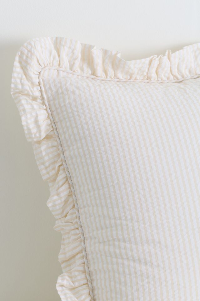 Bridget Cotton Yarn-Dyed Seersucker Ruffle Pillow #1