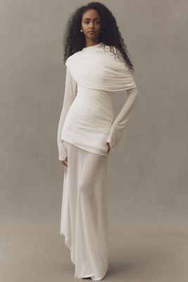 Deme by Gabriella Isla Long-Sleeve Draped Maxi Dress
