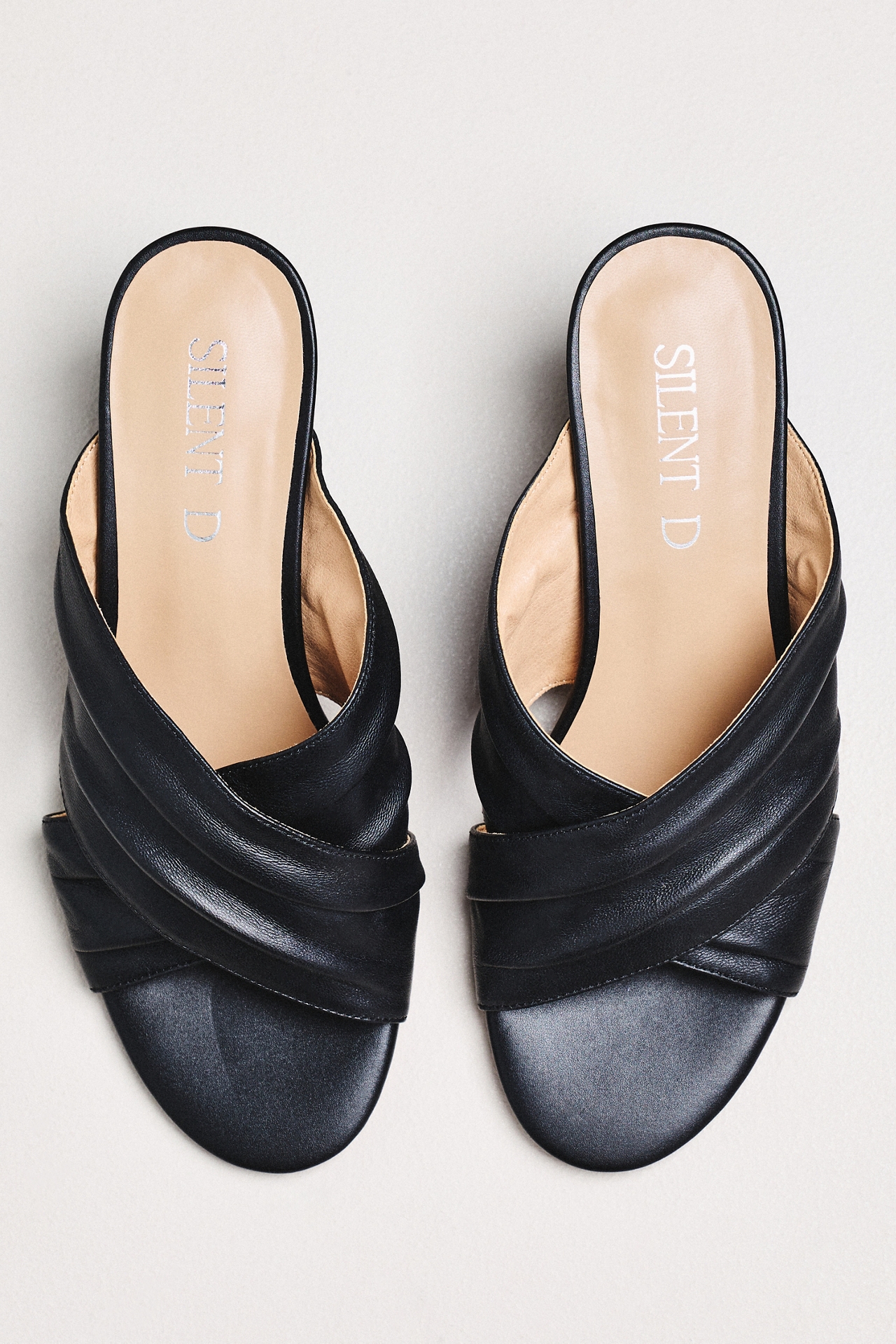 Silent D Kemmy X-Strap Mule Heels