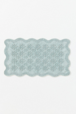 Benni Hand-Woven Floral Wavy Border Bathmat