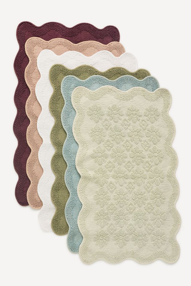 Benni Hand-Woven Floral Wavy Border Bath Mat #3