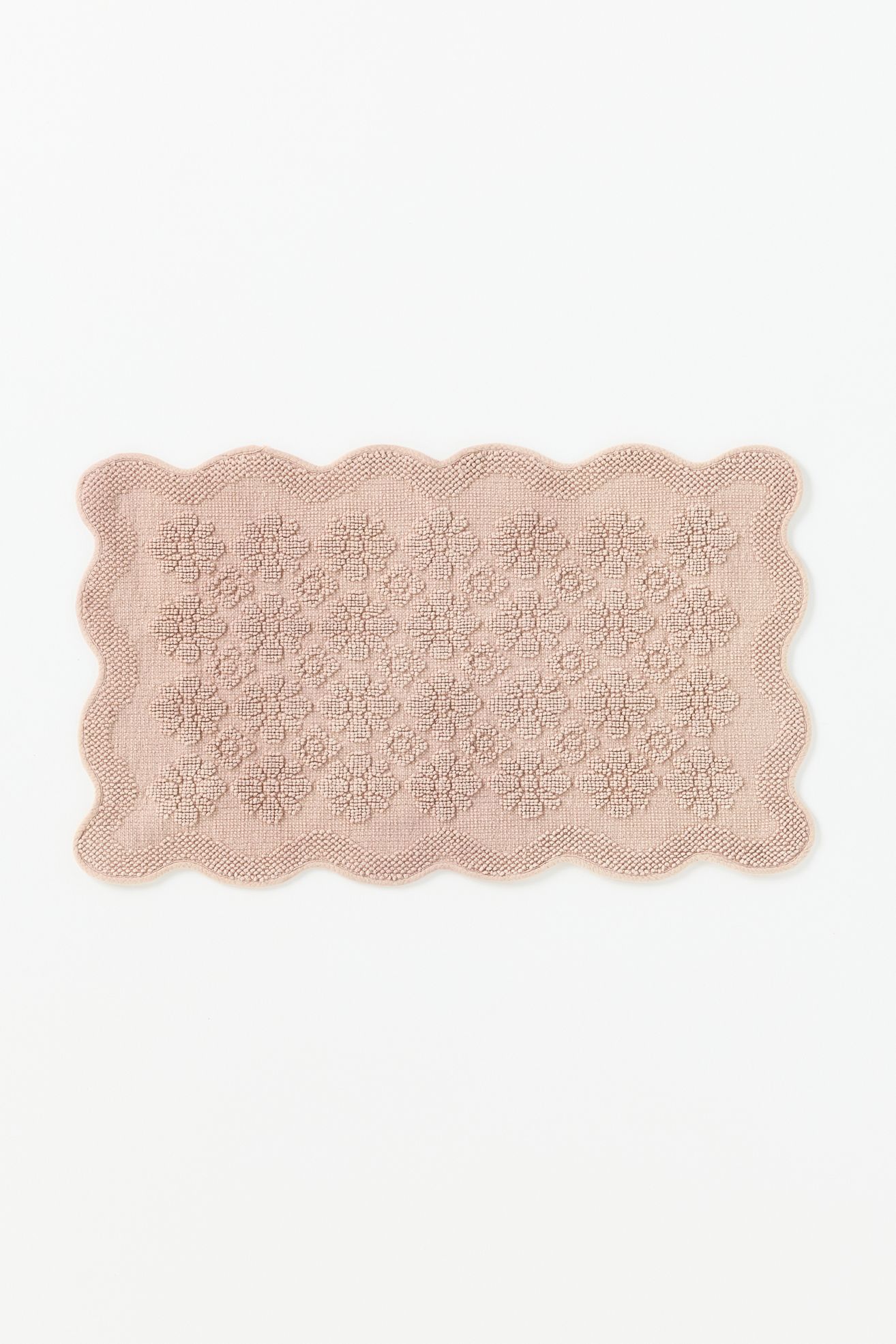 Benni Hand-Woven Floral Wavy Border Bathmat - Mauve, Standard, Shaped