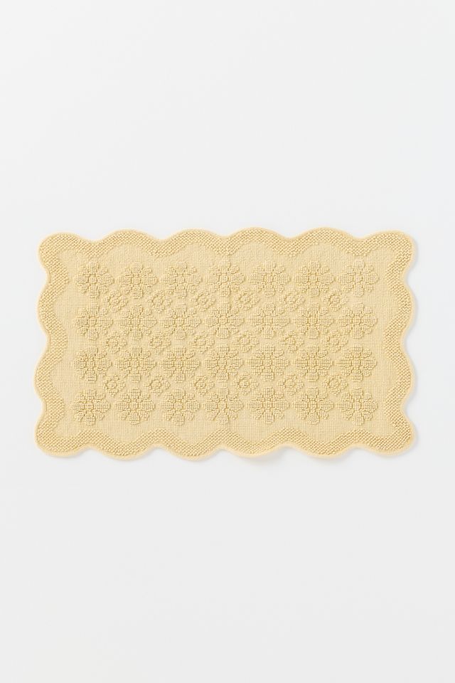 Benni Hand-Woven Floral Wavy Border Bath Mat #2