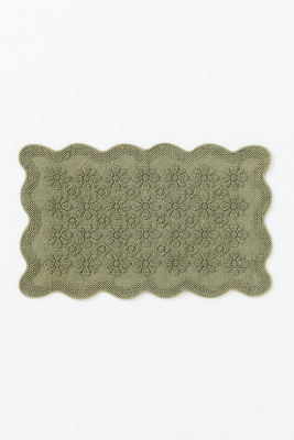 Benni Hand-Woven Floral Wavy Border Bathmat
