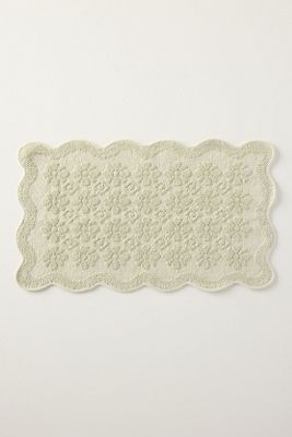 Benni Hand-Woven Floral Wavy Border Bath Mat