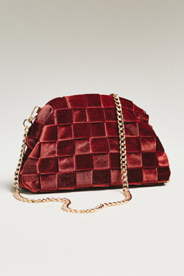 By Anthropologie Thick Velvet Woven Clutch In Sand