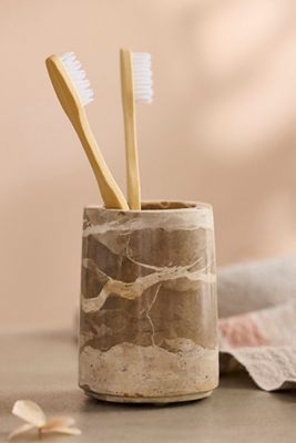 Beige Marble Toothbrush Holder