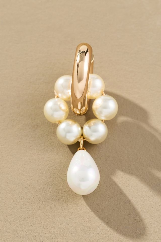 Multi Pearl Huggie Hoop Earrings #1