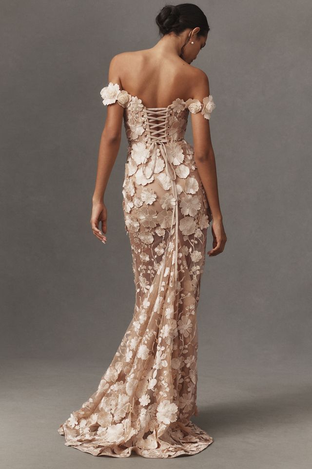 Bronx and Banco Jasmine Strapless 3D Floral Gown #1