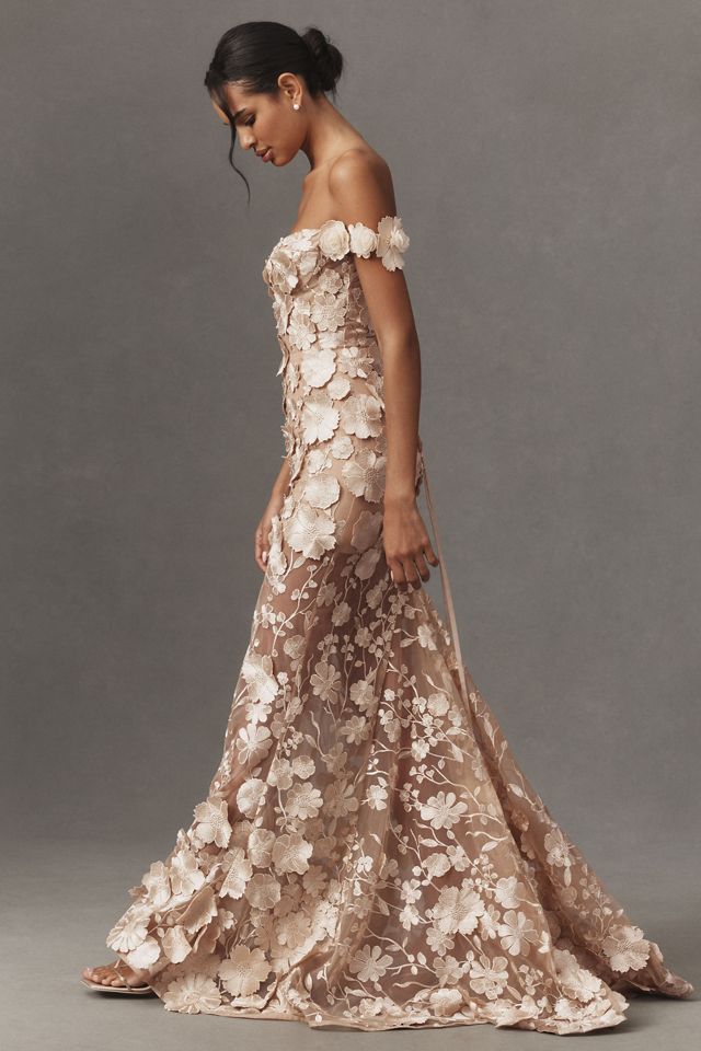 Bronx and Banco Jasmine Strapless 3D Floral Gown #3