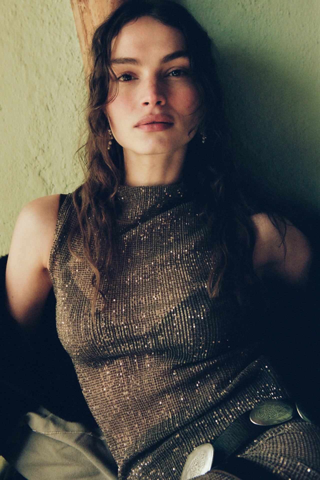 L'IDÉE Giselle High-Neck Sheer Shimmered Maxi Dress