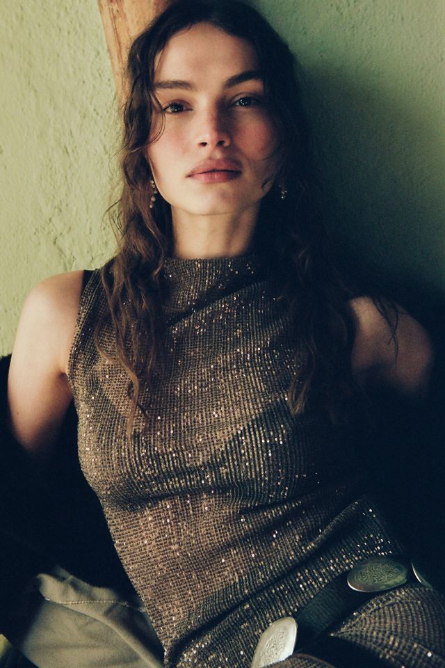 L'IDÉE Giselle High-Neck Sheer Shimmered Maxi Dress #1