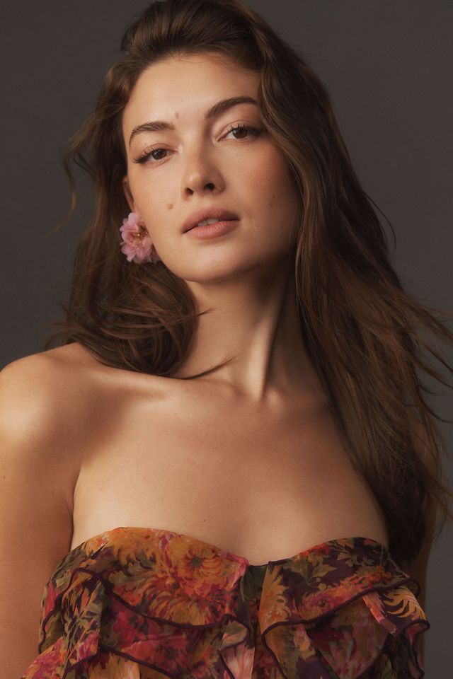 BHLDN Strapless Tiered Ruffled Midi Dress #2