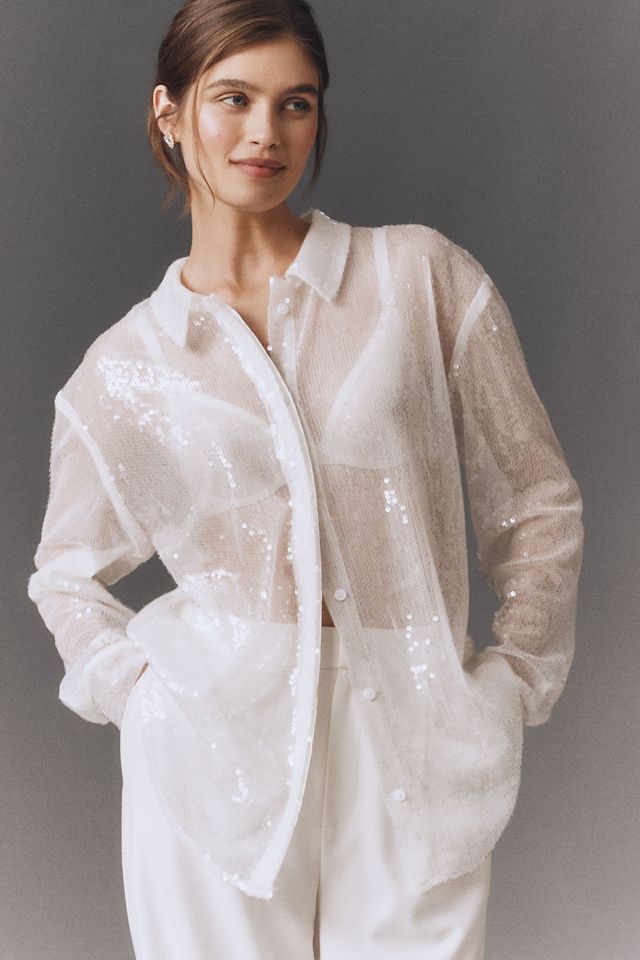 En Elly Wife of the Party Sequin Buttondown Shirt #1