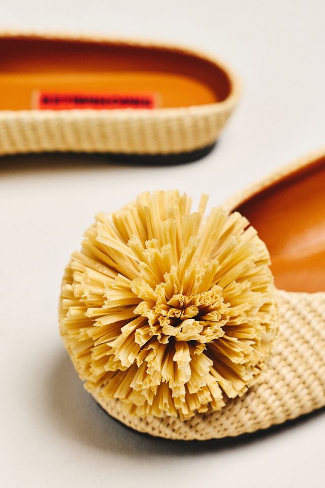 SIMONMILLER Pom Pom Woven Raffia Flats #2