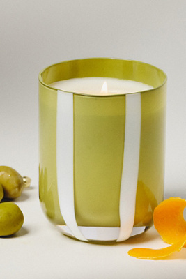 Mægen Atina Gourmand Fresh Olive & Lemon Glass Candle In Green
