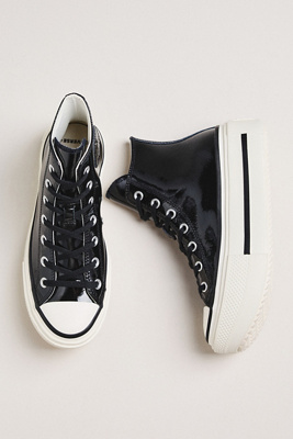 Converse Chuck Taylor All Star Lift Double Stack Platform Patent-leather High-top Sneakers In Black