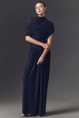 Deme By Gabriella Jasmine Draped Maxi Dress In Blue