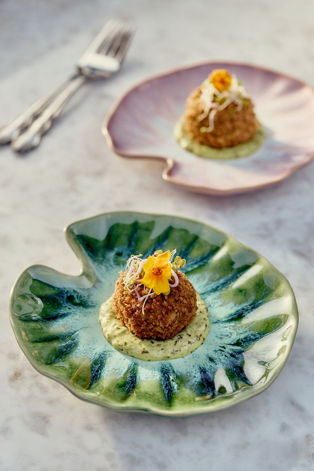 Lilypad Portuguese Stoneware Canape Plate - Green, Standard, One Size