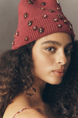 By Anthropologie Embellished Beanie In Red