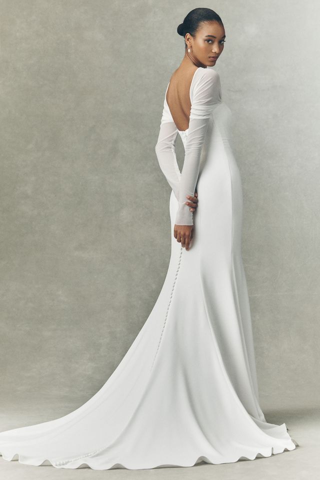 Watters Apple Long-Sleeve Wedding Gown #4