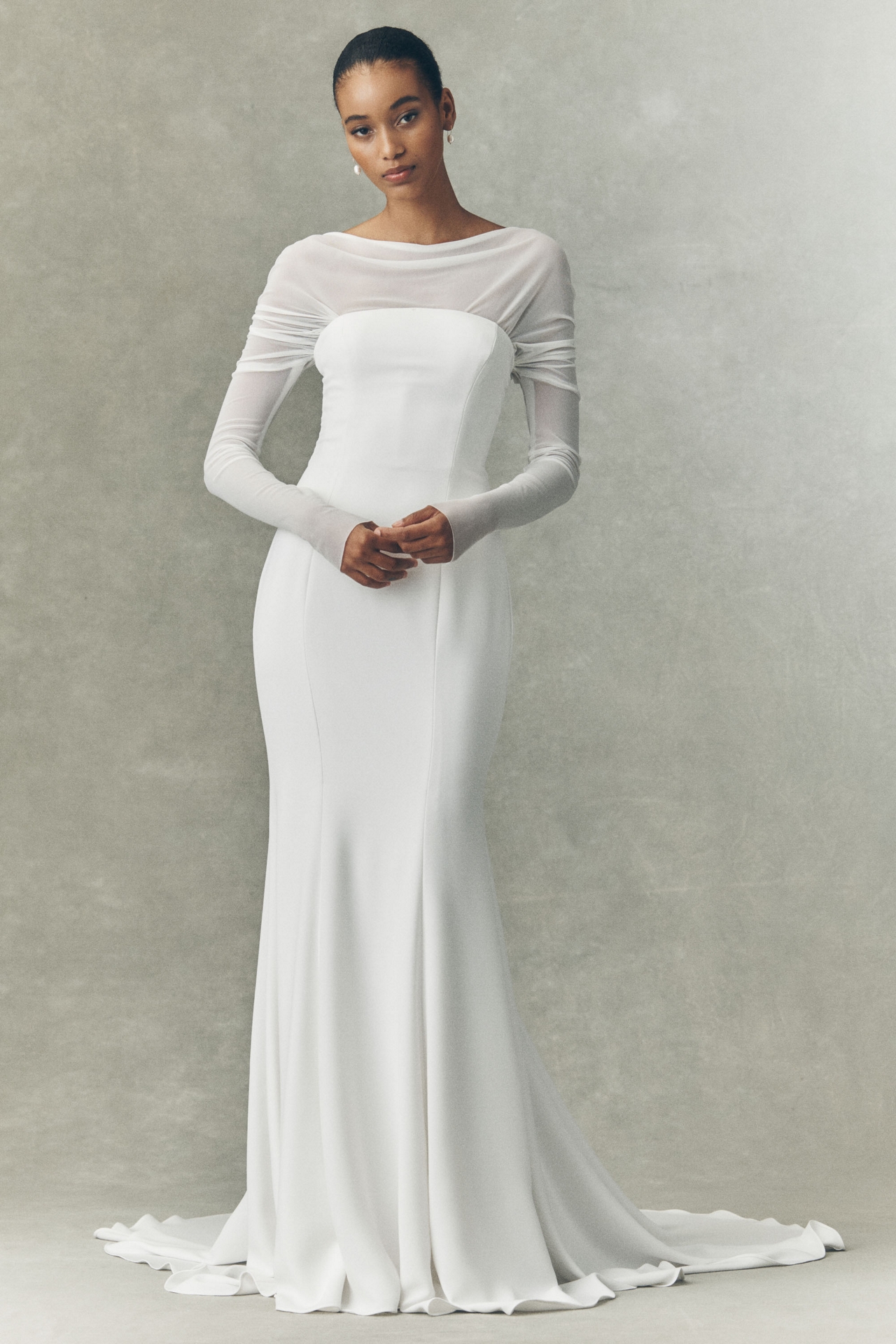 Watters Apple Long-Sleeve Wedding Gown