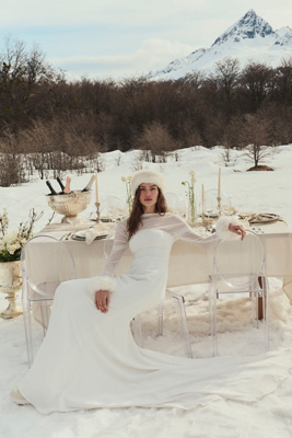 Watters Apple Long-sleeve Wedding Gown In White