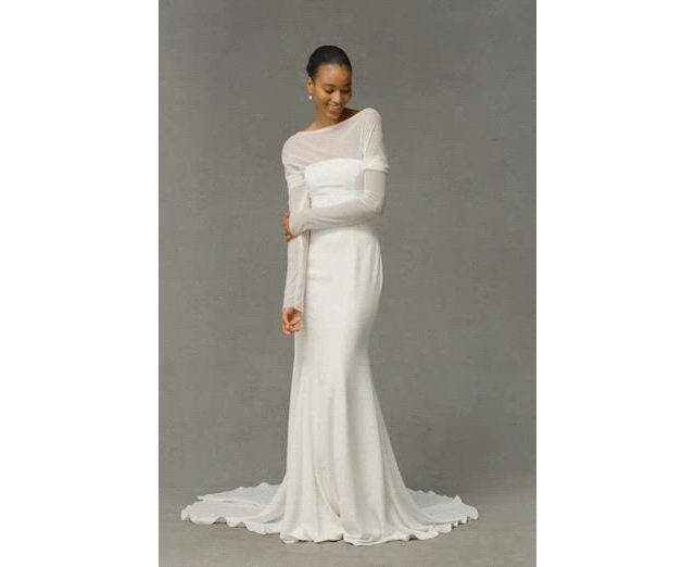 anthropologie long sleeve wedding dress Watters Apple Long-Sleeve Wedding Gown