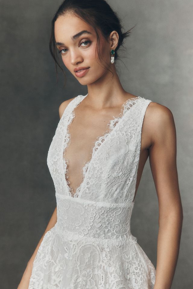 RISH Vayda V-Neck Lace A-Line Wedding Gown #1