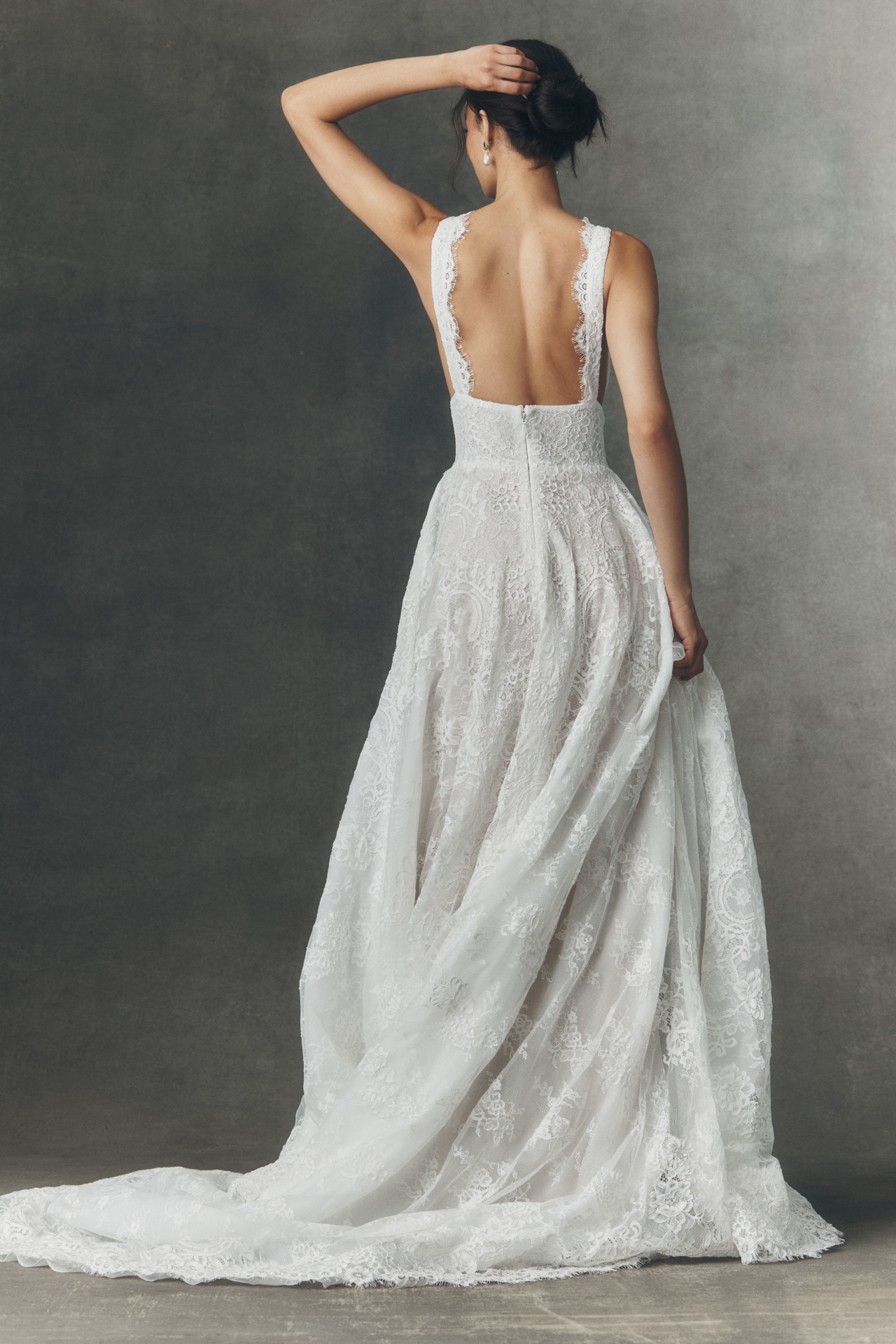 RISH Vayda V-Neck Lace A-Line Wedding Gown