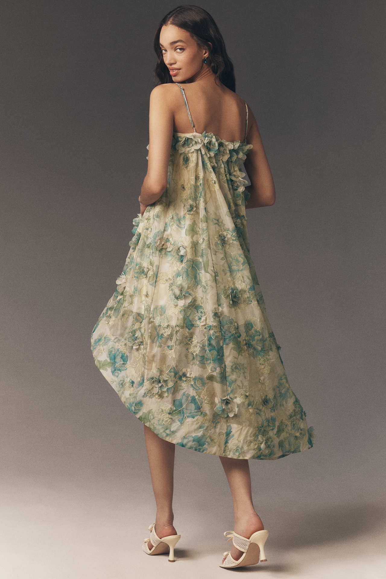BHLDN 3-D Floral High-Low Hem Dress