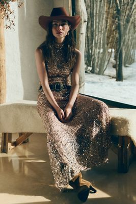 Delfi Collective Avelie Ruched Sequin Dress