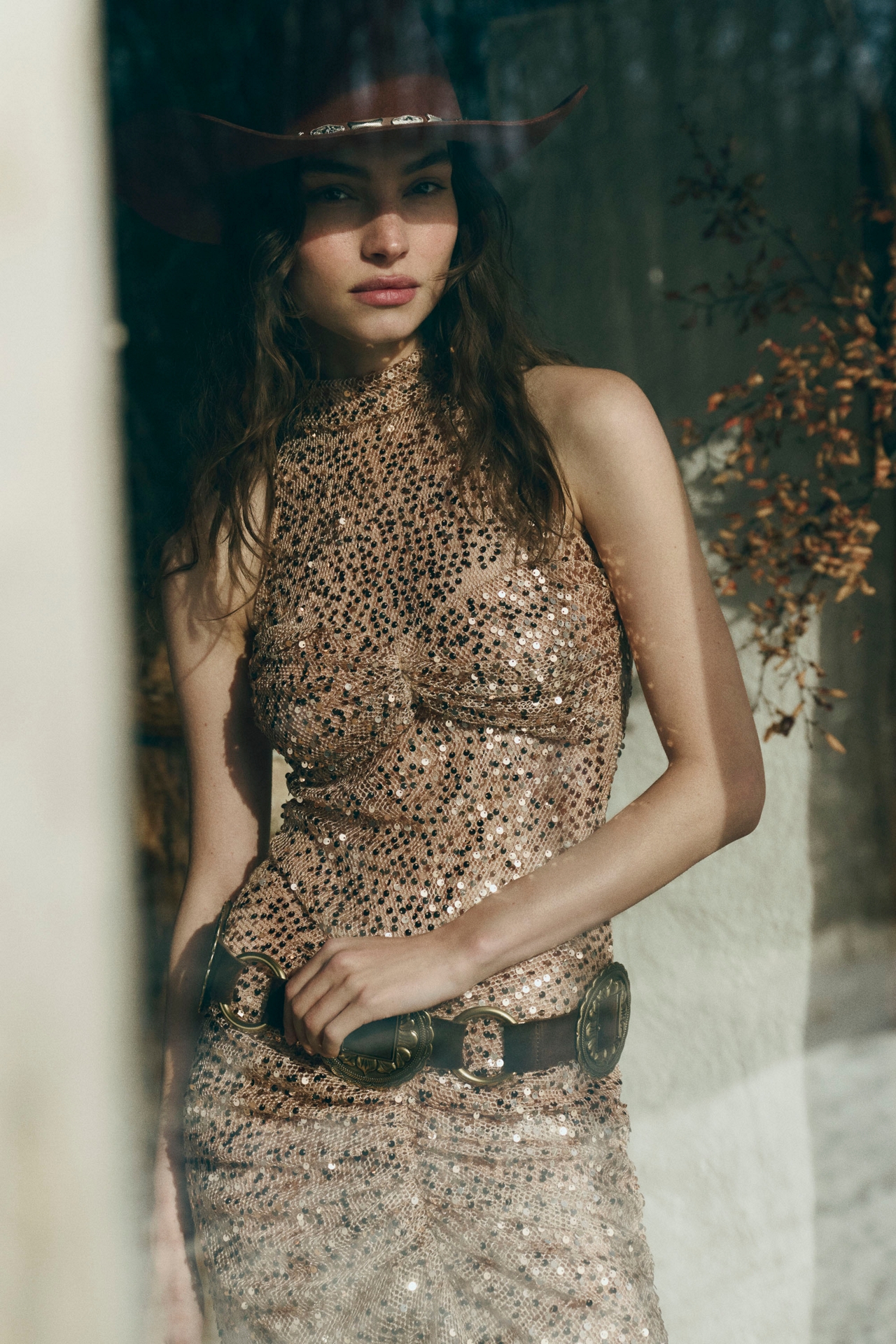 Delfi Collective Avelie Ruched Sequin Dress