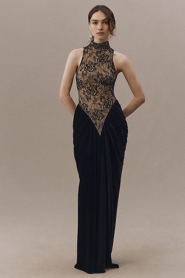 Hepburn High-Neck Maxi Dress