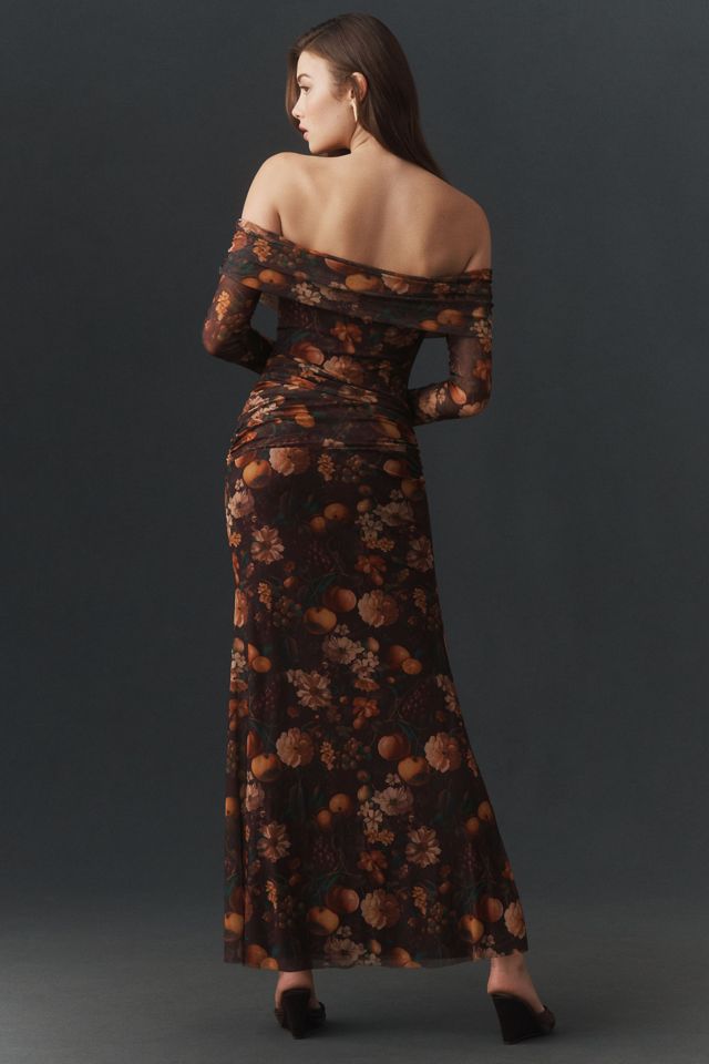 BHLDN Off-Shoulder Long-Sleeve Ruched Maxi Dress #1