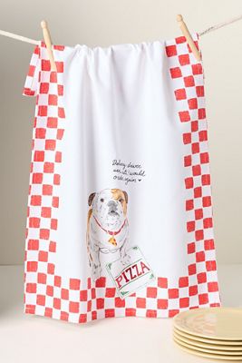 Dog Pizza Delivery Driver Dish Towel
