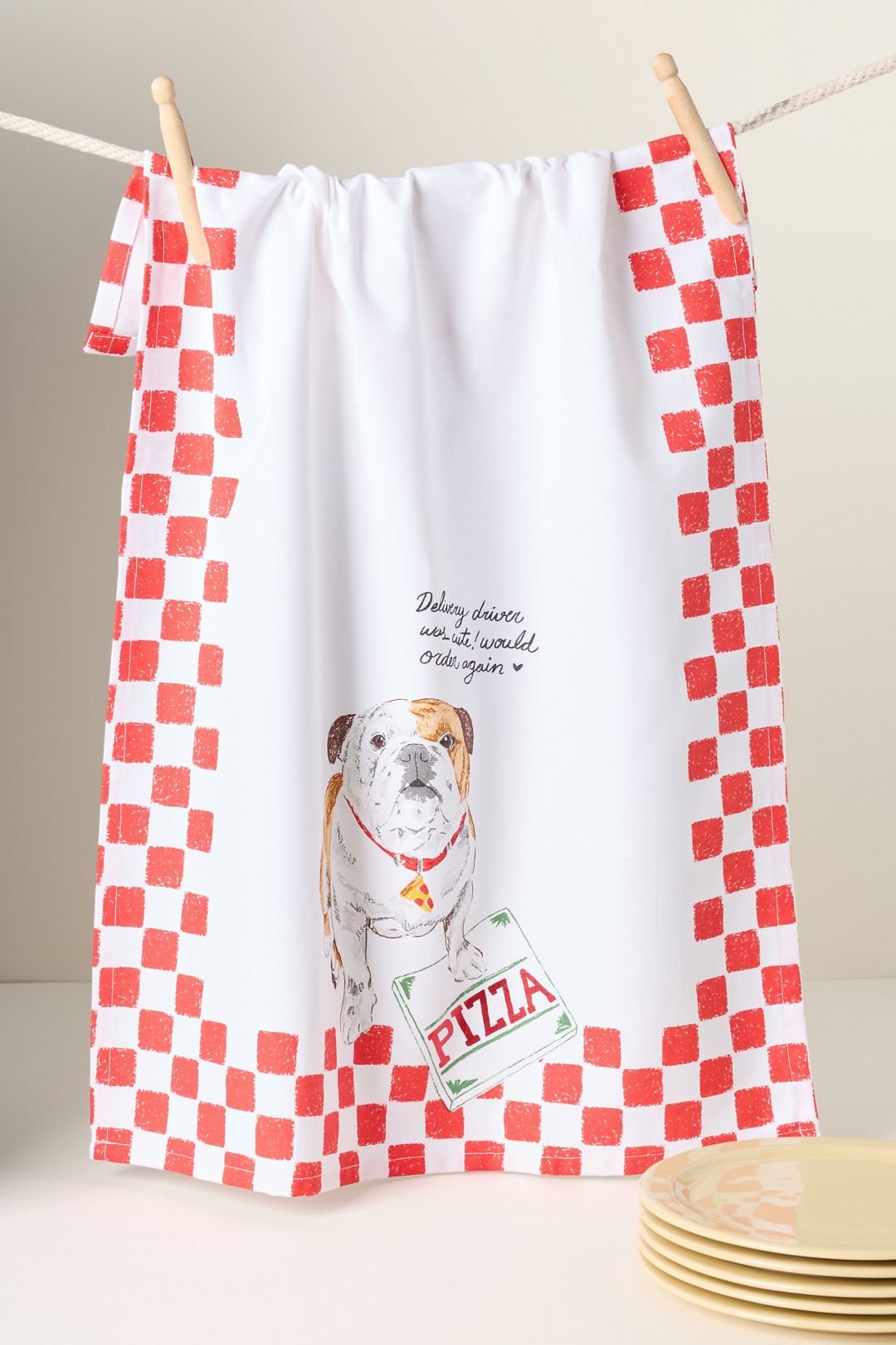 Dog Pizza Delivery Driver Dish Towel - Red, One Size
