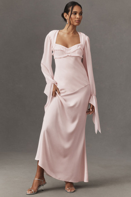 Mare Mare Long-sleeve Square-neck Maxi Dress In Pink
