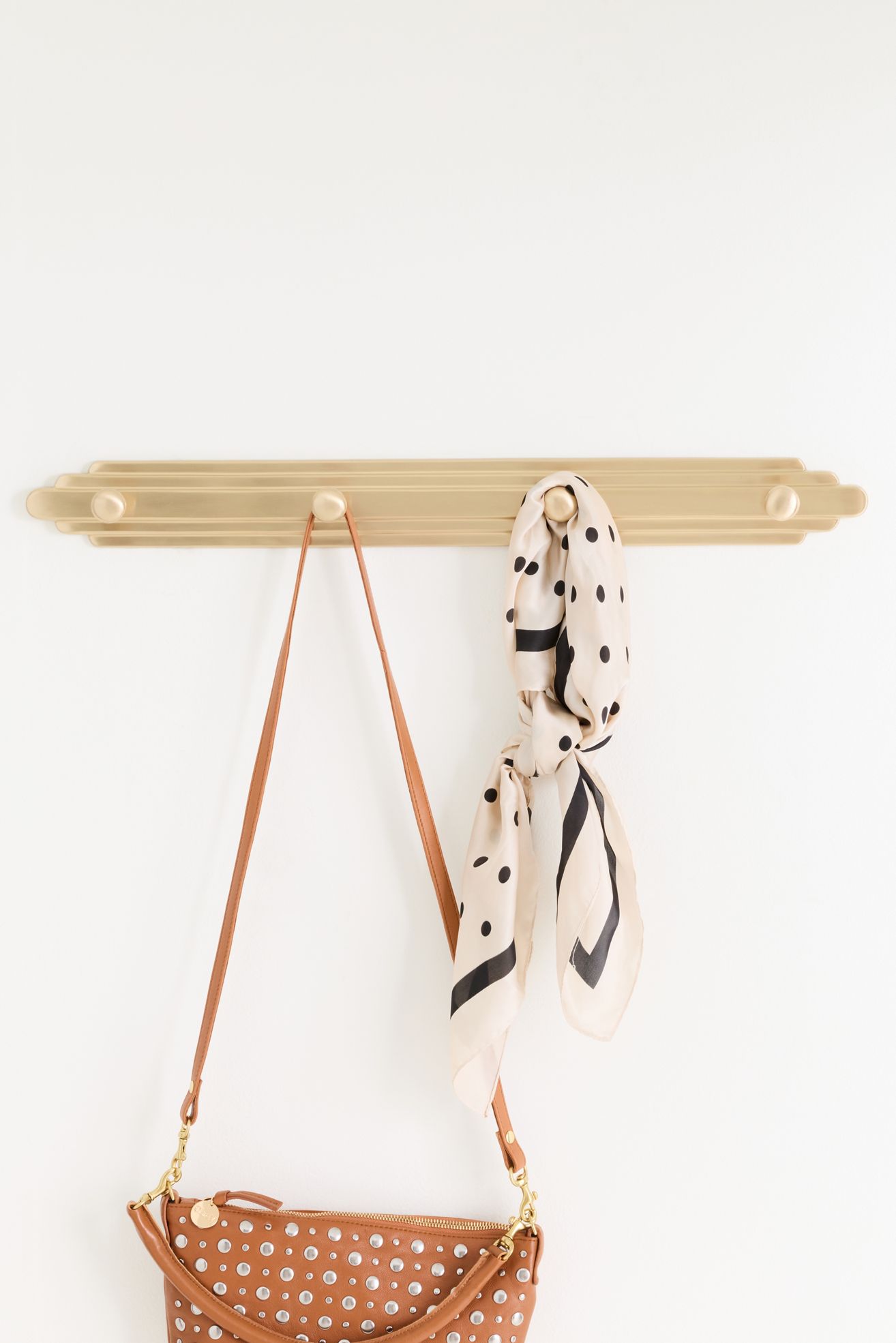 Lavinia Brass Hook Rack - Brushed Brass, Standard, One Size