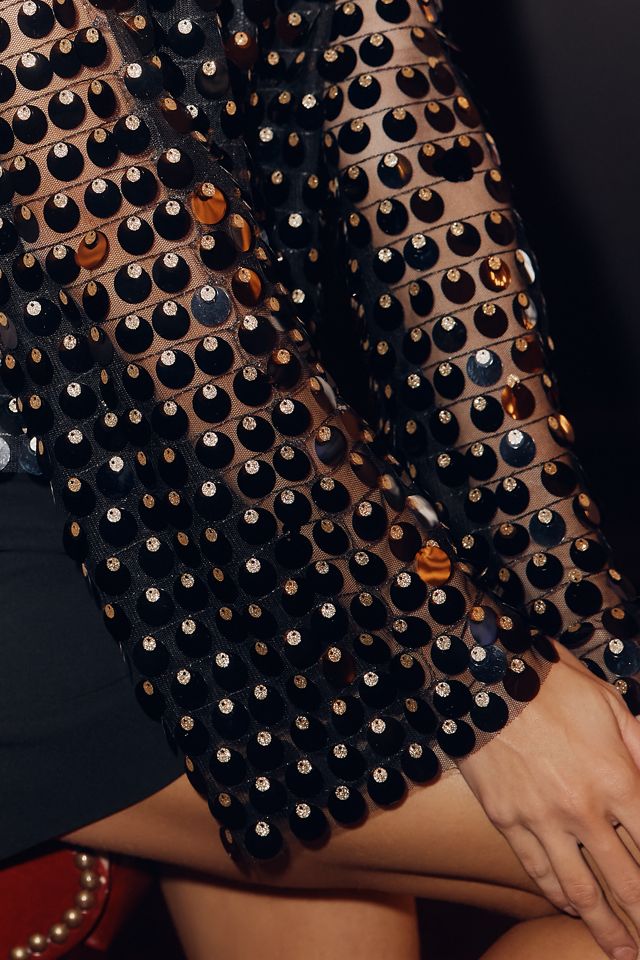 Sunday in Brooklyn Sheer Paillette Long-Sleeve Top #3