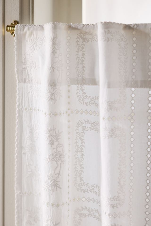 Cotton Eyelet Embroidered Sheer Cafe Curtain, Set of 2 #1