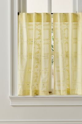 Cotton Eyelet Embroidered Sheer Cafe Curtain, Set of 2