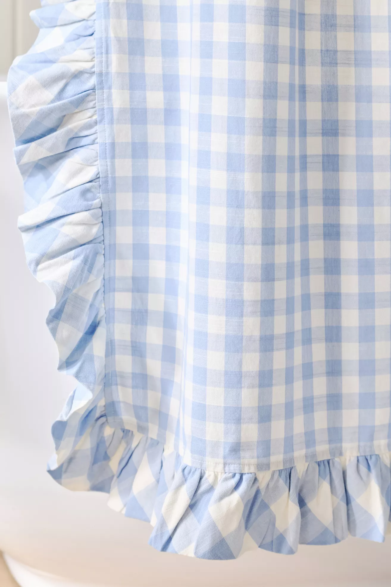 100% Cotton Printed Gingham Ruffle Shower Curtain - thumbnail 7