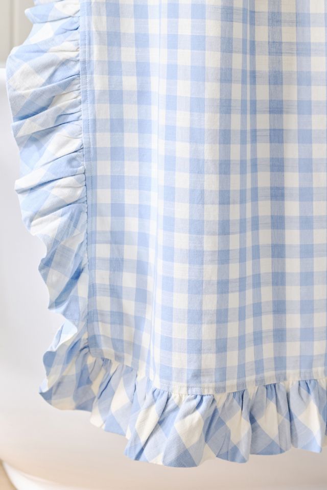 Cotton Printed Gingham Ruffle Shower Curtain #2