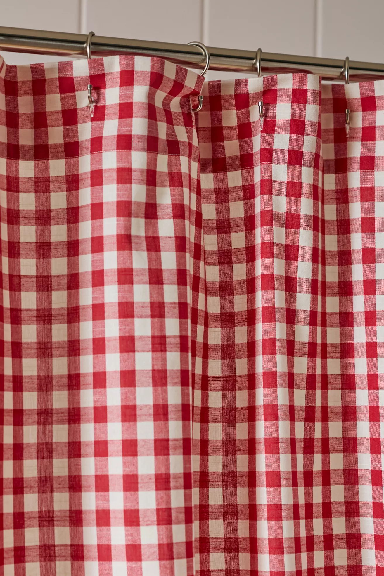 100% Cotton Printed Gingham Ruffle Shower Curtain - thumbnail 4